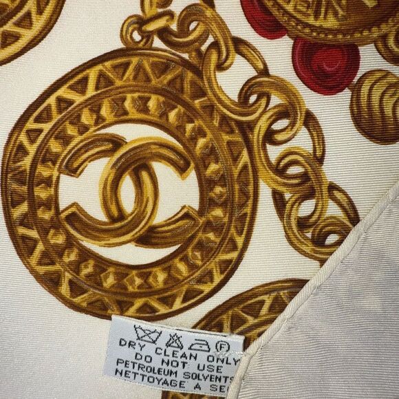 CHANEL CC Logo Jewelry Motif Silk Scarf - Picture 6 of 7